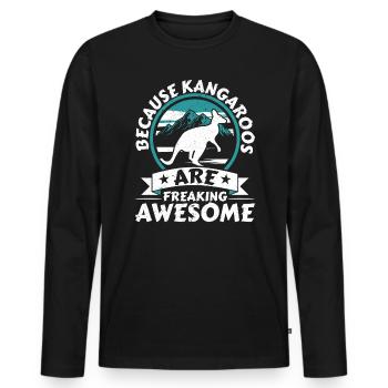 Because Kangaroos Are Freaking Awesome Wildlife - Men's Premium Organic Long Sleeve Shirt - black - Front - Nico (187cm)