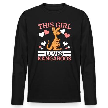 This Girl Loves Kangaroos Safari Wildlife Animal - Men's Premium Organic Long Sleeve Shirt - black - Front - Nico (187cm)