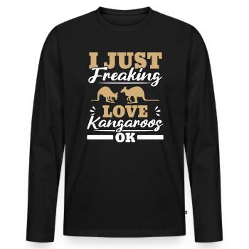 I Just Freaking Love Kängurus Ok Wildlife Tier - Männer Premium Bio Langarmshirt - Schwarz - Vorne - Nico (187cm)