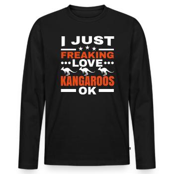 I Just Freaking Love Kangaroos Ok Wildlife Animal - Men's Premium Organic Long Sleeve Shirt - black - Front - Nico (187cm)