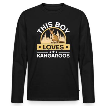 This Boy Loves Kangaroos Wildlife Animal Australia - Men's Premium Organic Long Sleeve Shirt - black - Front - Nico (187cm)