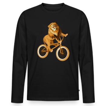 Lion Whisperer Safari Wildlife Animal Bike Lover - T-shirt manches longues Premium bio Homme - noir - Devant - Nico (187cm)