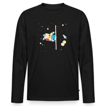 Calisthenics Astronaut Fitness Workout Exercise - Men's Premium Organic Long Sleeve Shirt - black - Front - Nico (187cm)