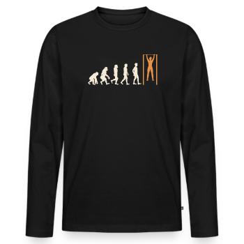 Calisthenics Evolution Fitness Workout Exercise - Men's Premium Organic Long Sleeve Shirt - black - Front - Nico (187cm)