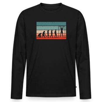 Calisthenics Evolution Fitness Workout Übung - Männer Premium Bio Langarmshirt - Schwarz - Vorne - Nico (187cm)