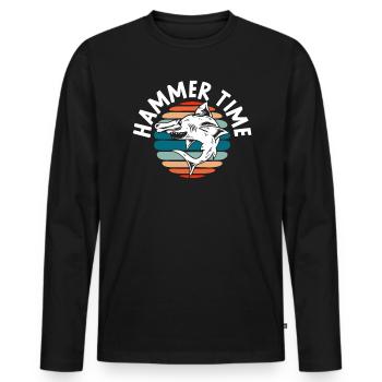 Hammer Zeit Hammerhai Meeresbiologie Tier - Männer Premium Bio Langarmshirt - Schwarz - Vorne - Nico (187cm)