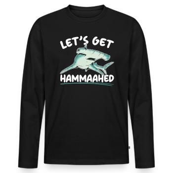 Lasst uns Hammaahed Hammerhai-Liebhaber bekommen - Männer Premium Bio Langarmshirt - Schwarz - Vorne - Nico (187cm)