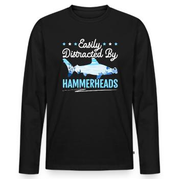 Leicht abgelenkt von Hammerhaien Meeresbiologie - Männer Premium Bio Langarmshirt - Schwarz - Vorne - Nico (187cm)
