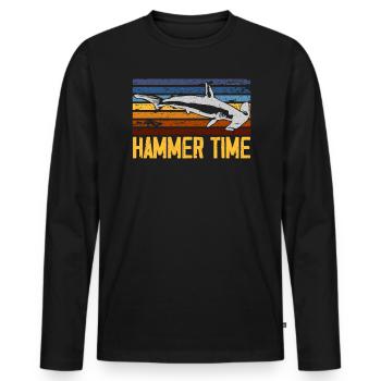 Hammer Zeit Hammerhai Meeresbiologie Tier - Männer Premium Bio Langarmshirt - Schwarz - Vorne - Nico (187cm)