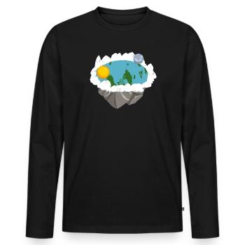 Flat Earth Society Théorie du complot Flat Earther - T-shirt manches longues Premium bio Homme - noir - Devant - Nico (187cm)