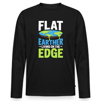 Flat Earther Living On The Edge Flat Earth Society - T-shirt manches longues Premium bio Homme - noir - Devant - Nico (187cm)