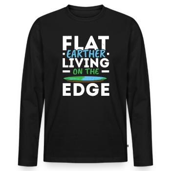 Flat Earther Living On The Edge Flat Earth Society - Men's Premium Organic Long Sleeve Shirt - black - Front - Nico (187cm)