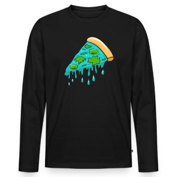 Flat Earth Society Flat Earther Pizza Lover - T-shirt manches longues Premium bio Homme - noir - Devant - Nico (187cm)