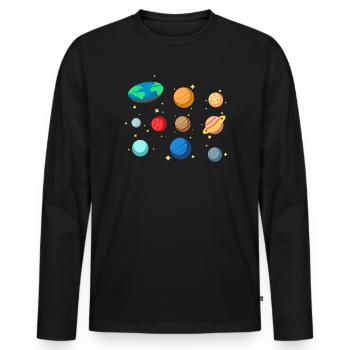 Flat Earth Society Théorie du complot Flat Earther - T-shirt manches longues Premium bio Homme - noir - Devant - Nico (187cm)