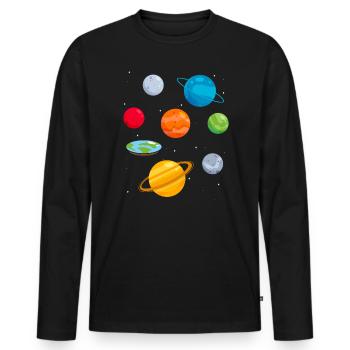 Flat Earth Society Théorie du complot Flat Earther - T-shirt manches longues Premium bio Homme - noir - Devant - Nico (187cm)