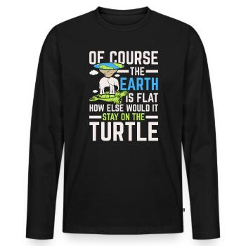Flat Earth Society Théorie du complot Flat Earther - T-shirt manches longues Premium bio Homme - noir - Devant - Nico (187cm)