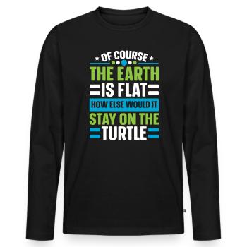 Flat Earth Society Théorie du complot Flat Earther - T-shirt manches longues Premium bio Homme - noir - Devant - Nico (187cm)