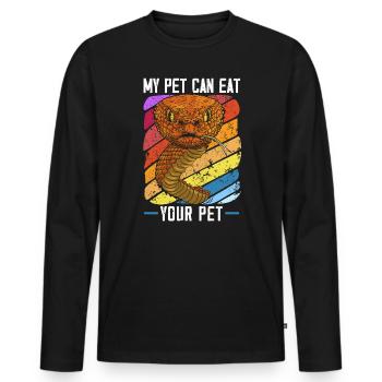 My Pet Can Eat Your Pet Serpent Snake Collector - Men's Premium Organic Long Sleeve Shirt - black - Front - Nico (187cm)