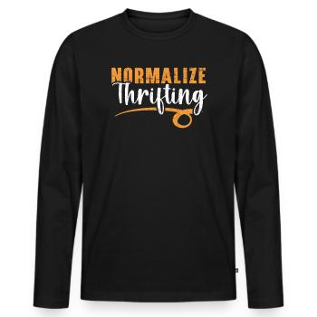 Normalisieren Sie sparsame Sparsamkeit Liebhaber Schnäppchenjagd - Männer Premium Bio Langarmshirt - Schwarz - Vorne - Nico (187cm)