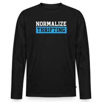 Normalisieren Sie sparsame Sparsamkeit Liebhaber Schnäppchenjagd - Männer Premium Bio Langarmshirt - Schwarz - Vorne - Nico (187cm)