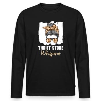 Thrift Store Whisperer Thrifting Bargain Hunting - Men's Premium Organic Long Sleeve Shirt - black - Front - Nico (187cm)