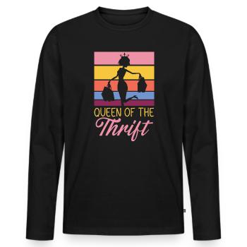 Königin der Sparsamkeit Sparsame Schnäppchenjagd - Männer Premium Bio Langarmshirt - Schwarz - Vorne - Nico (187cm)