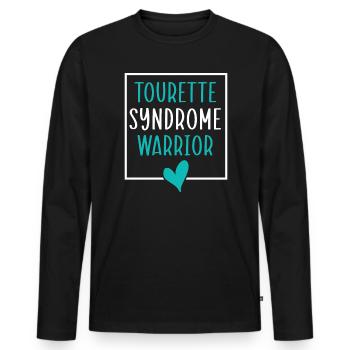 Tourette Syndrome Warrior Teal Ribbon Disorder - Men's Premium Organic Long Sleeve Shirt - black - Front - Nico (187cm)