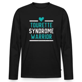 Tourette Syndrome Warrior Teal Ribbon Disorder - Men's Premium Organic Long Sleeve Shirt - black - Front - Nico (187cm)