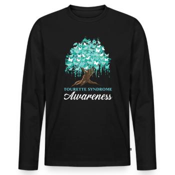 Syndrome de Gilles de la Tourette Sensibilisation au ruban sarcelle - T-shirt manches longues Premium bio Homme - noir - Devant - Nico (187cm)