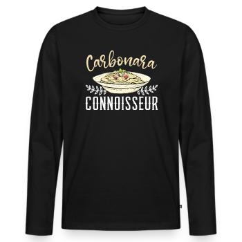 Carbonara Kenner Pasta Liebhaber Spaghetti Esser - Männer Premium Bio Langarmshirt - Schwarz - Vorne - Nico (187cm)