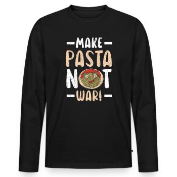 Make Pasta Not War Italian Food Lover Spaghetti - Men's Premium Organic Long Sleeve Shirt - black - Front - Nico (187cm)