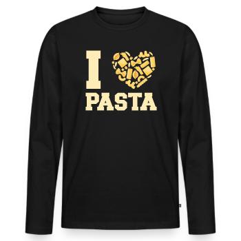 Ich liebe Pasta Italienisches Essen Liebhaber Spaghetti Esser - Männer Premium Bio Langarmshirt - Schwarz - Vorne - Nico (187cm)
