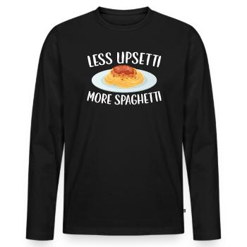 Less Upsetti More Spaghetti Lover Pasta Eater - Men's Premium Organic Long Sleeve Shirt - black - Front - Nico (187cm)