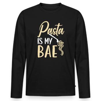 Pasta ist mein italienischer Essensliebhaber Spaghettiesser - Männer Premium Bio Langarmshirt - Schwarz - Vorne - Nico (187cm)
