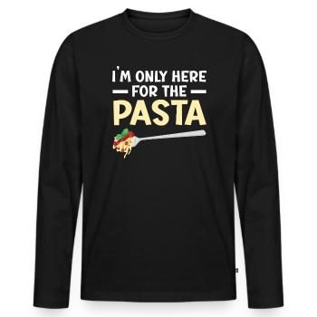 Ich bin nur hier für die Pasta Italian Food Spaghetti - Männer Premium Bio Langarmshirt - Schwarz - Vorne - Nico (187cm)