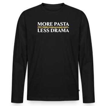 More Pasta Less Drama Italian Food Spaghetti Eater - Men's Premium Organic Long Sleeve Shirt - black - Front - Nico (187cm)