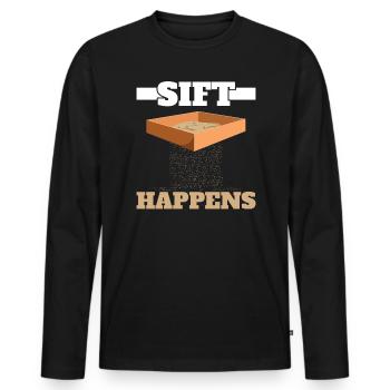 Sift Happens Archaeologist Fossil Archaeology - Men's Premium Organic Long Sleeve Shirt - black - Front - Nico (187cm)