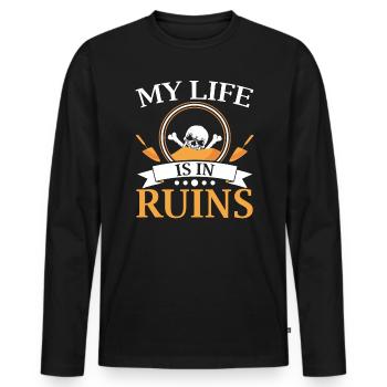My Life Is In Ruins Archaeologist Archaeology - Men's Premium Organic Long Sleeve Shirt - black - Front - Nico (187cm)