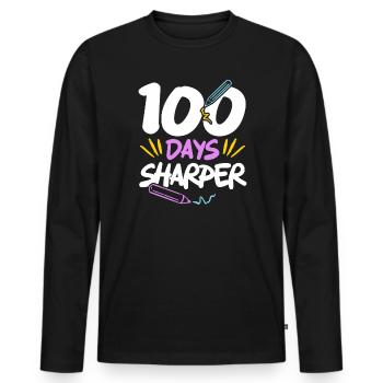Happy 100th Day Of School Teacher Student Educator - Men's Premium Organic Long Sleeve Shirt - black - Front - Nico (187cm)