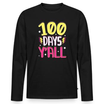 Alles Gute zum 100. Schultag Lehrer Student Educator - Männer Premium Bio Langarmshirt - Schwarz - Vorne - Nico (187cm)