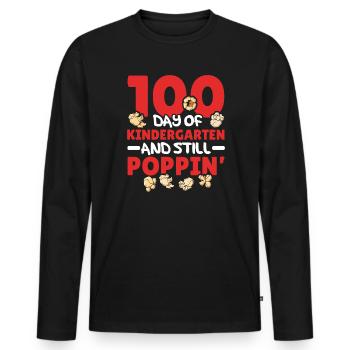 100 Days Of Kindergarten And Still Poppin' Popcorn - Men's Premium Organic Long Sleeve Shirt - black - Front - Nico (187cm)