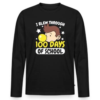 Ich habe 100 Tage Schule Bubble Gum Lover durchgepustet - Männer Premium Bio Langarmshirt - Schwarz - Vorne - Nico (187cm)