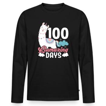 100 Llamazing Days Educator Pupil Llama Lover - Men's Premium Organic Long Sleeve Shirt - black - Front - Nico (187cm)