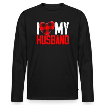 Ich liebe meinen Mann Valentinstag Hochzeit Amor Liebe - Männer Premium Bio Langarmshirt - Schwarz - Vorne - Nico (187cm)