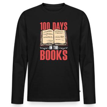 100 Days In The Books Student 100 Days Of School - Men's Premium Organic Long Sleeve Shirt - black - Front - Nico (187cm)