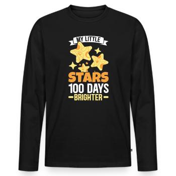 Mes petites étoiles 100 jours plus brillant enseignant élève - T-shirt manches longues Premium bio Homme - noir - Devant - Nico (187cm)