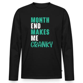 La fin du mois me rend fou le travail de directeur financier - T-shirt manches longues Premium bio Homme - noir - Devant - Nico (187cm)