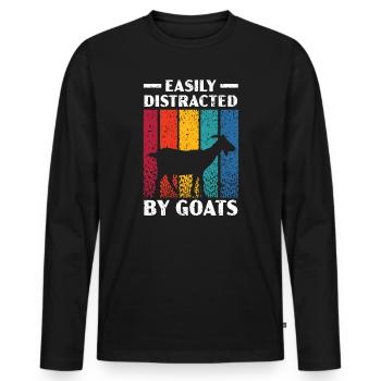 Easily Distracted By Goats Ranch Farm Animal - Men's Premium Organic Long Sleeve Shirt - black - Front - Nico (187cm)