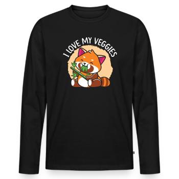 I Love My Veggies Red Panda Bear Whisperer Animal - Men's Premium Organic Long Sleeve Shirt - black - Front - Nico (187cm)
