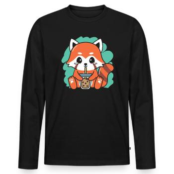 Roter Panda Bär Flüsterer Tier Tier Boba Tee - Männer Premium Bio Langarmshirt - Schwarz - Vorne - Nico (187cm)